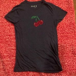 Grey Free State bedazzled cherry t-shirt